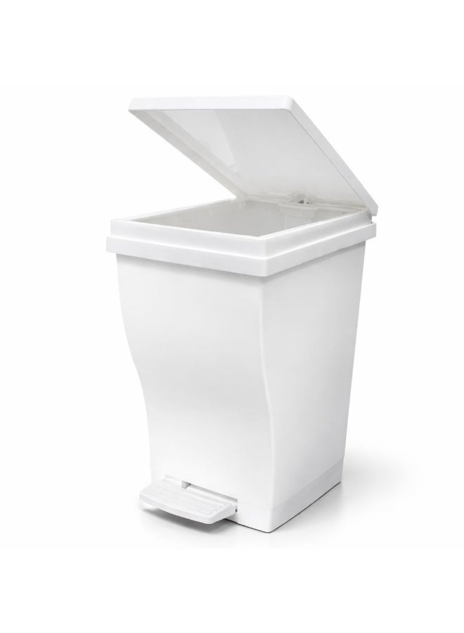 Master Gold 15L White Pedal Trash Can with Airtight Lid Modern Design for Kitchen Bathroom | Home Decor Trash Can 38cm Height | Plastic Waste Bin with Pedal - Image 1